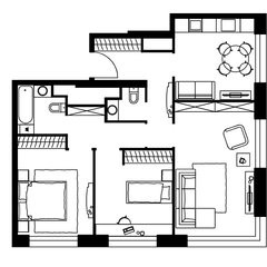 Четырёхкомнатная квартира 80.6 м²