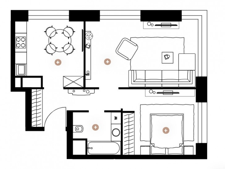Двухкомнатная квартира 56.9 м²