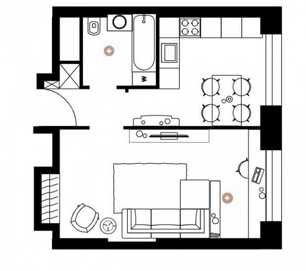 Однокомнатная квартира 39.6 м²