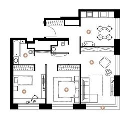 Трёхкомнатная квартира 75.3 м²