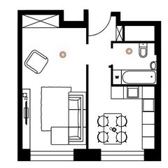 Однокомнатная квартира 39.1 м²