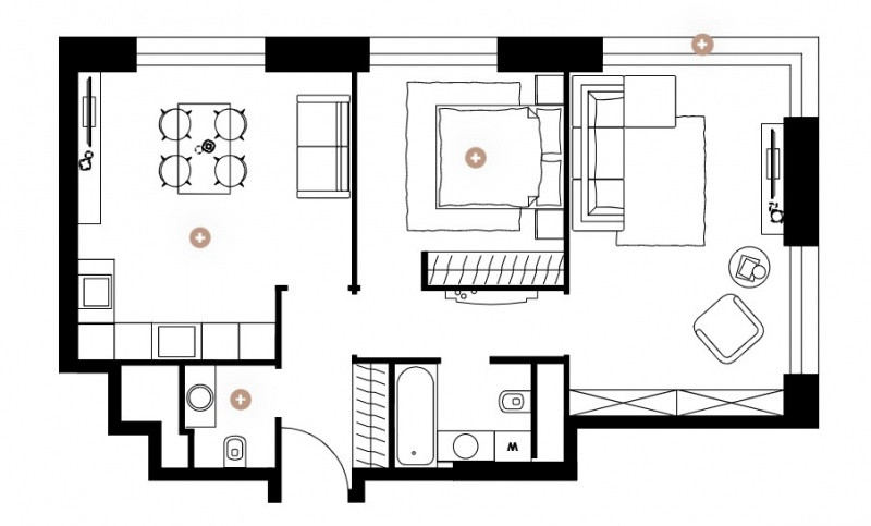 Двухкомнатная квартира 65.3 м²