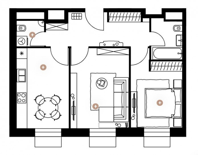 Двухкомнатная квартира 61.1 м²